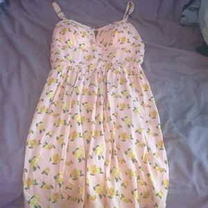 Summer dress pink yellow auw floral